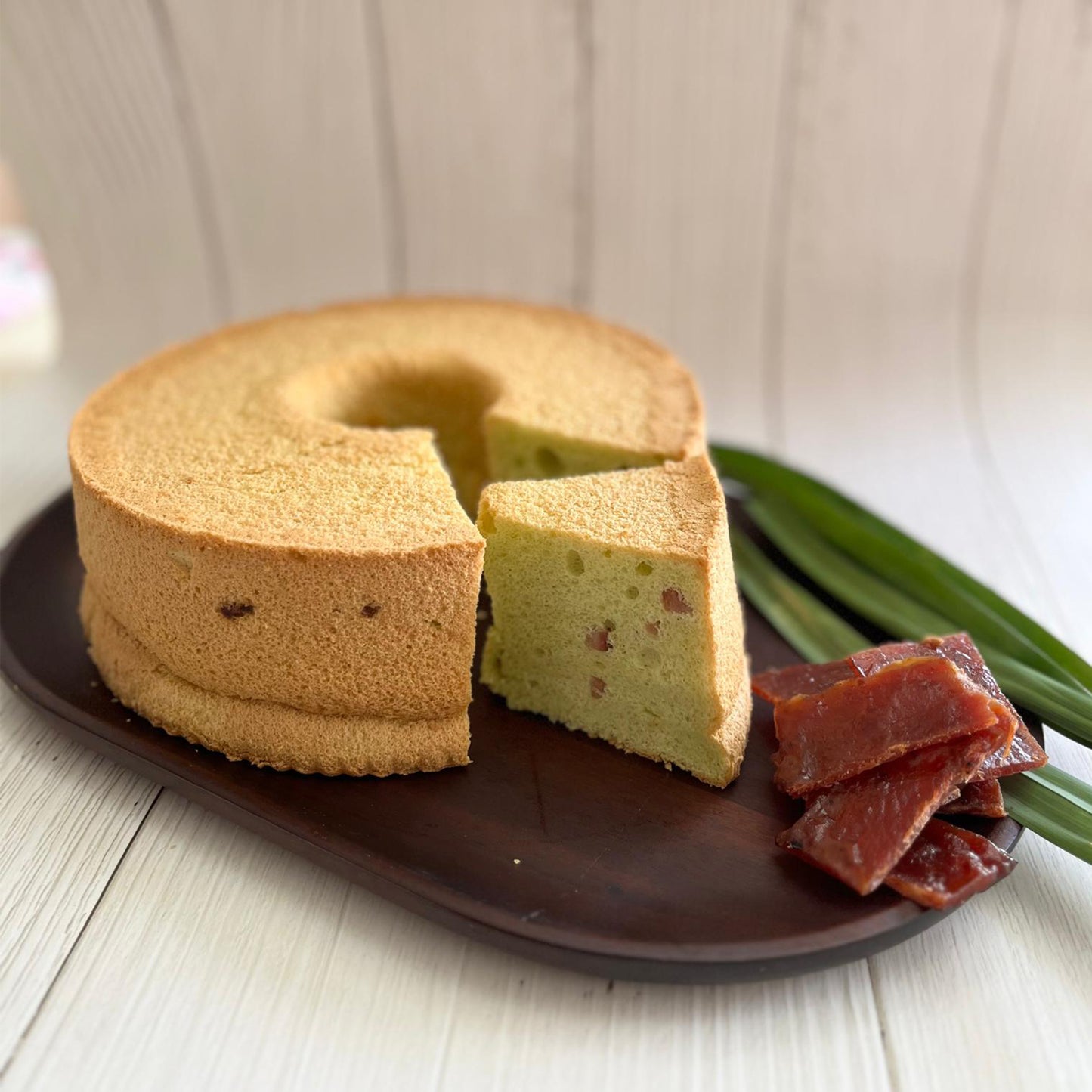 Pandan Bakkwa Chiffon Cake