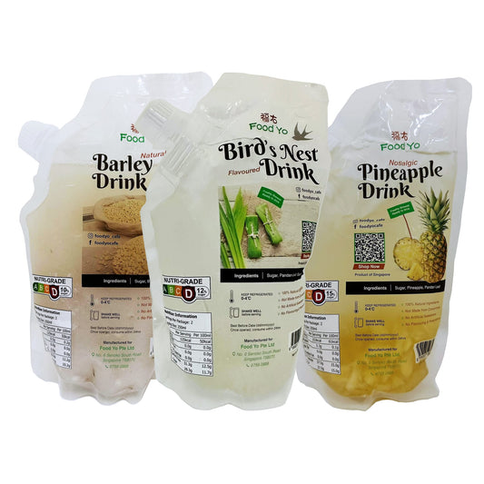 Barley, Flavoured Bird's Nest, and Pineapple Drink 500ml Bundle By Food Yo - Chop Hup Chong